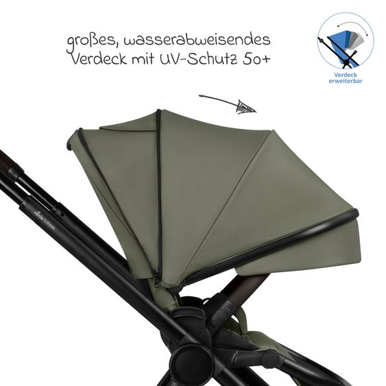 circle by ABC Design 3in1 Kinderwagen-Set S Three inkl. Babywanne, Sportsitz, Babyschale Tulip Black & Adapter - Wheat