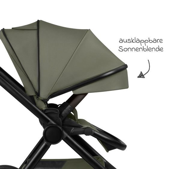 circle by ABC Design 3in1 Kinderwagen-Set S Three inkl. Babywanne, Sportsitz, Babyschale Tulip Black & Adapter - Wheat