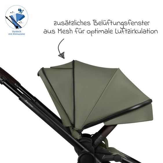 circle by ABC Design 3in1 Kinderwagen-Set S Three inkl. Babywanne, Sportsitz, Babyschale Tulip Black & Adapter - Wheat