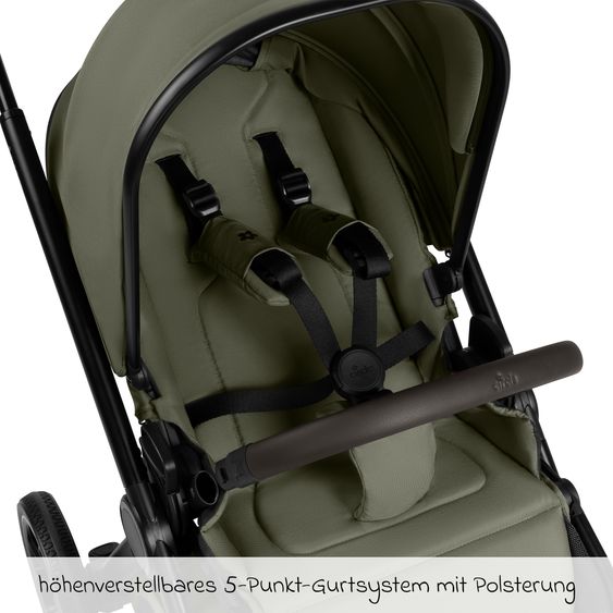 circle by ABC Design 3in1 Kinderwagen-Set S Three inkl. Babywanne, Sportsitz, Babyschale Tulip Graphite & Adapter - Wheat