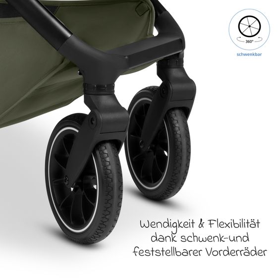 circle by ABC Design 3in1 Kinderwagen-Set S Three inkl. Babywanne, Sportsitz, Babyschale Tulip Graphite & Adapter - Wheat