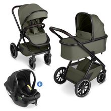 3in1 Kinderwagen-Set S Three inkl. Babywanne, Sportsitz, Babyschale Tulip Pearl & Adapter - Wheat