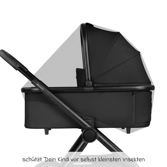 circle by ABC Design 8-tlg. Kinderwagen-Set S Three Starter Set inkl. Babywanne, Sportsitz, Babyschale Tulip, Adapter, Wickeltasche Easy, Winterfußsack, Regenschutz & Moskitonetz - Black - Black