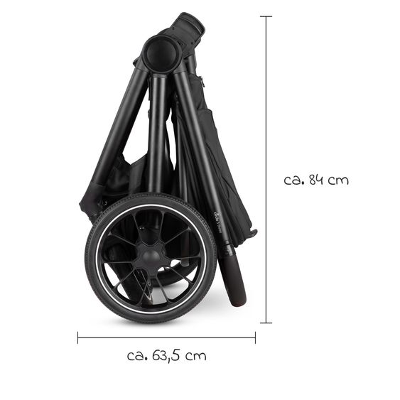 circle by ABC Design 8-tlg. Kinderwagen-Set S Three Starter Set inkl. Babywanne, Sportsitz, Babyschale Tulip, Adapter, Wickeltasche Easy, Winterfußsack, Regenschutz & Moskitonetz - Black - Black