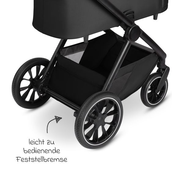 circle by ABC Design Set passeggino 8 pz. S Three Starter Set incl. Navicella, Seggiolino sportivo, Seggiolino auto per neonati Tulip, Adattatore, Borsa fasciatoio Easy, Sacco invernale, Copertura antipioggia & Zanzariera - Nero