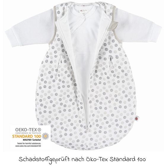 Coconette 2-tlg. Schlafsack-Set - Circle Weiß Grau + GRATIS Strampler mit Shirt - Let's have a Party - Gr. 62/68