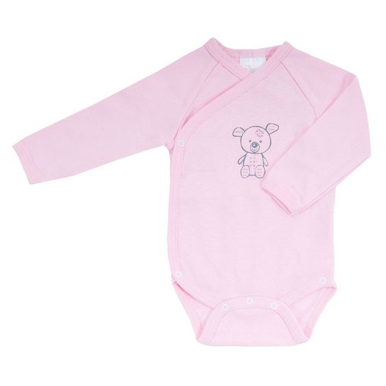 Coconette Wickelbody Langarm - Kleiner Bär Rosa - Gr. 62/68