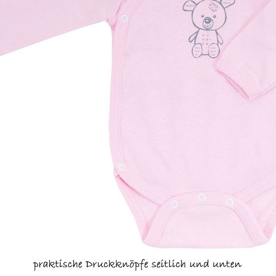 Coconette Wickelbody Langarm - Kleiner Bär Rosa - Gr. 62/68