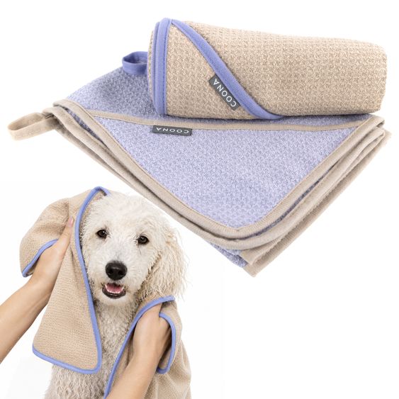 coona Hundehandtuch 2er Pack - Lavendel / Sand