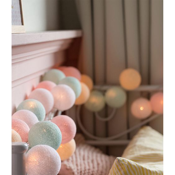 Cotton Ball Lights Cotton Ball - Fairy Lights - Pastel - Size 20