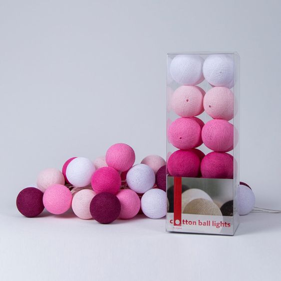 Cotton Ball Lights Cotton-Ball - Lichterkette - Pink - Gr. 20