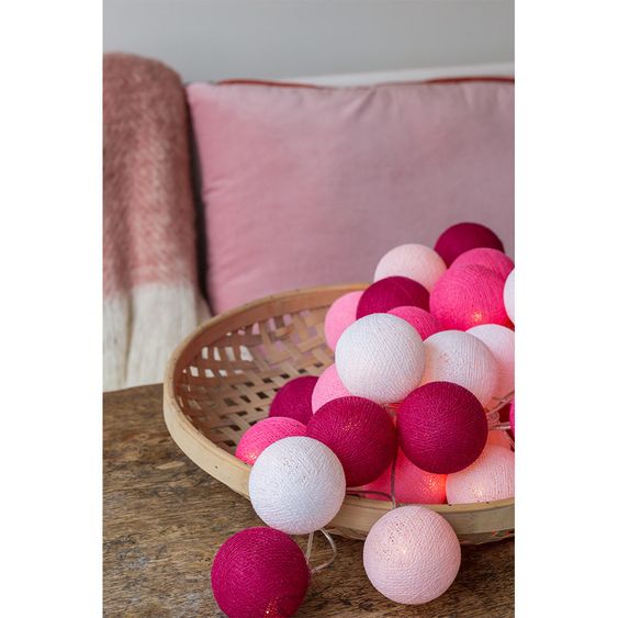 Cotton Ball Lights Cotton Ball - Fairy Lights - Pink - Size 20