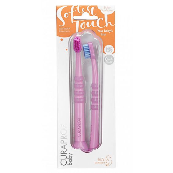 Curaprox Baby-Zahnbürste 2er Pack Biofunktional Duo 0 - 4 Jahre - Pink