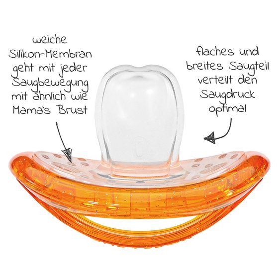 Curaprox Schnuller 2er Pack Biofunktional Duo - Silikon 0-7 M - Orange
