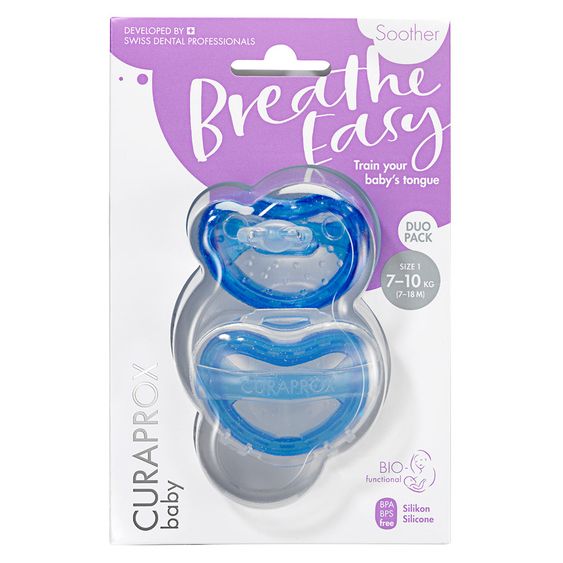 Curaprox Schnuller 2er Pack Biofunktional Duo - Silikon 7-18 M - Blue
