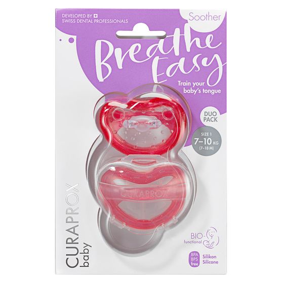 Curaprox Schnuller 2er Pack Biofunktional Duo - Silikon 7-18 M - Pink