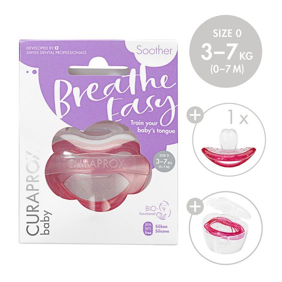Curaprox Schnuller Biofunktional Single - Silikon 0-7 M - Pink