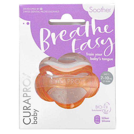 Curaprox Schnuller Biofunktional Single - Silikon 7-18 M - Orange