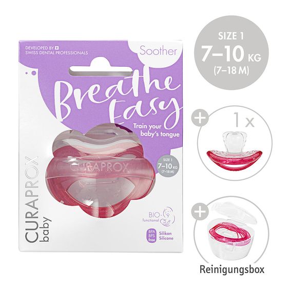 Curaprox Schnuller Biofunktional Single - Silikon 7-18 M - Pink