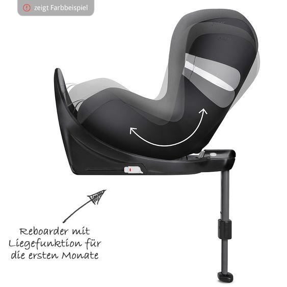 Cybex Reboarder-Kindersitz Sirona M2 i-Size inkl. Base - Pepper Black Dark Grey