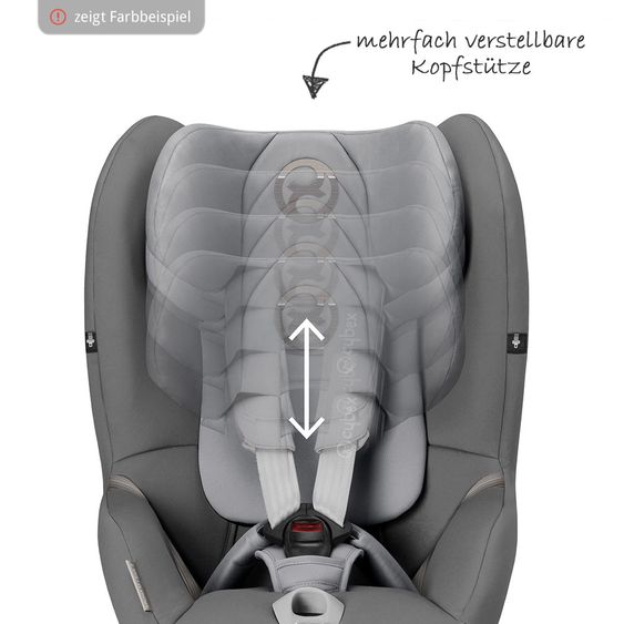 Cybex Reboarder-Kindersitz Sirona M2 i-Size inkl. Base - Pepper Black Dark Grey