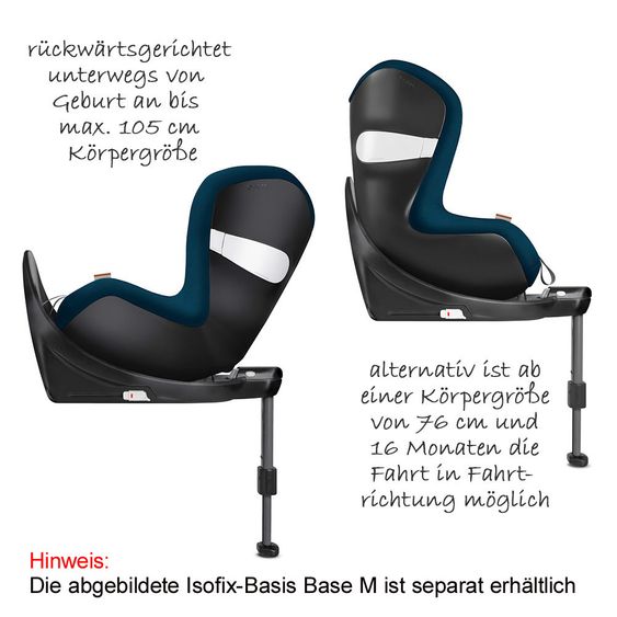 Cybex Reboarder-Kindersitz Sirona M2 i-Size mit Sensorsafe - Manhattan Grey Mid Grey