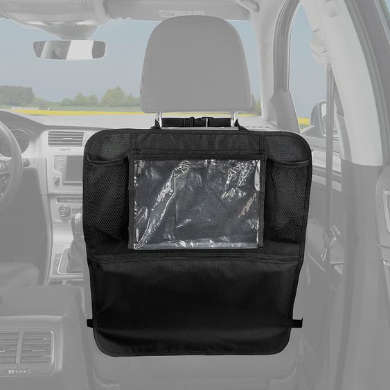 Diago Car Organizer Backrest Protector with Adjustable Tablet Holder - Black