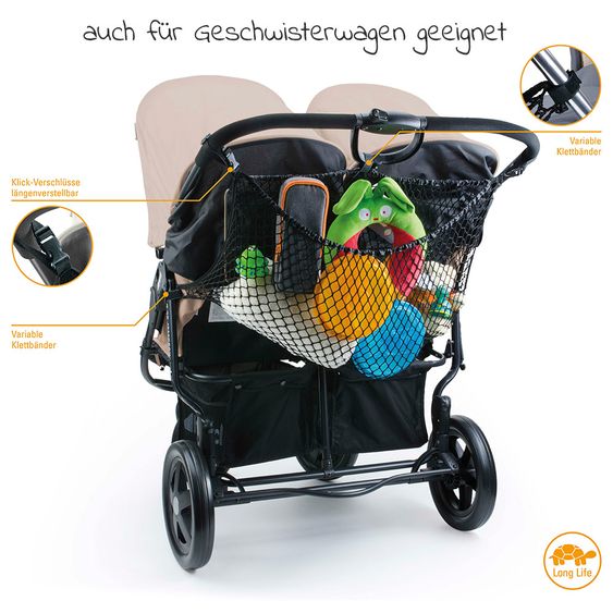 Diago Einkaufsnetz XL für Kinderwagen - Schwarz