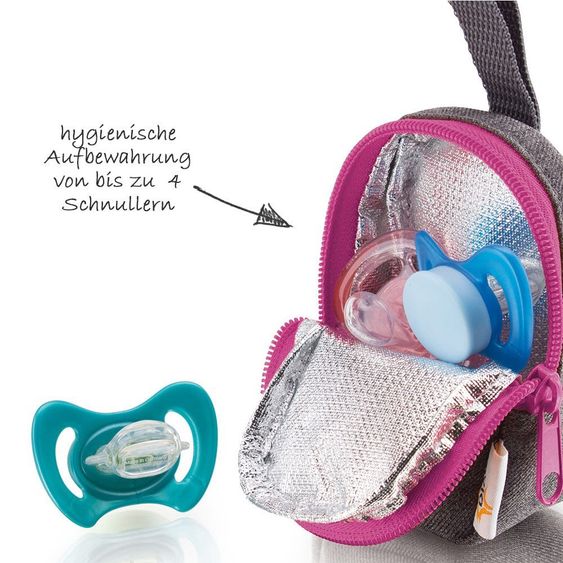 Diago Pacifier bag Deluxe - Gray Magenta