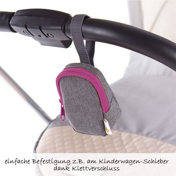 Diago Pacifier bag Deluxe - Gray Magenta