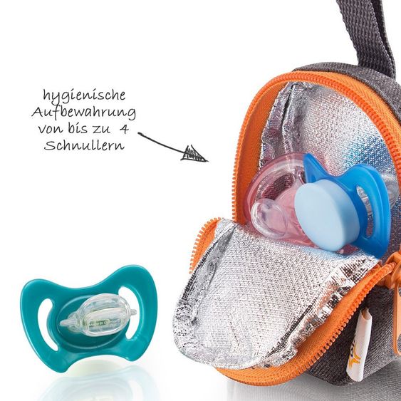 Diago Schnullertasche Deluxe - Grau Orange