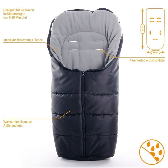 Diago Thermo-Fußsack Standard - Schwarz Grau