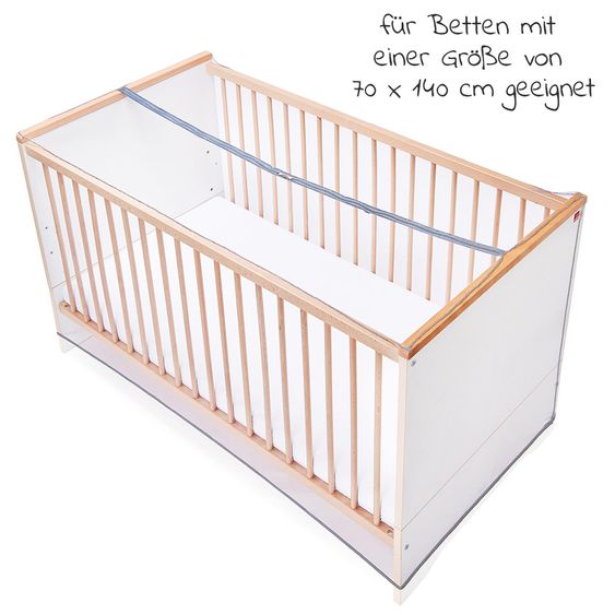 Diago Universal Insektenschutz / Mückennetz mit Reißverschluss für Babybetten mit 70 x 140 cm - Grau