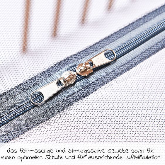 Diago Universal Insektenschutz / Mückennetz mit Reißverschluss für Babybetten mit 70 x 140 cm - Grau