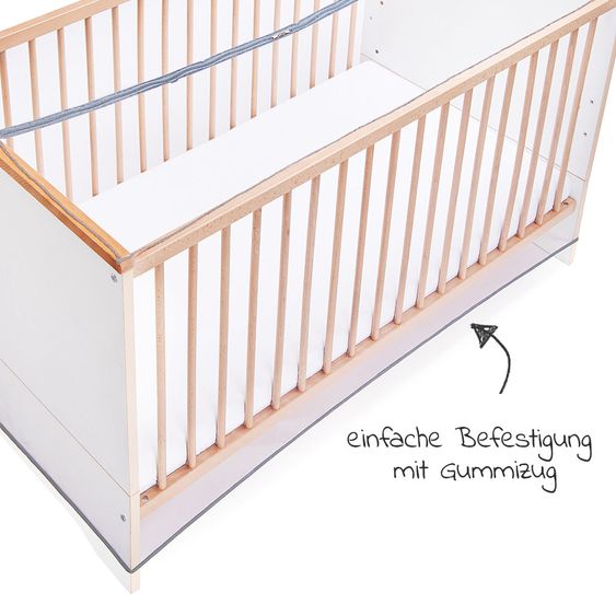 Diago Universal Insektenschutz / Mückennetz mit Reißverschluss für Babybetten mit 70 x 140 cm - Grau