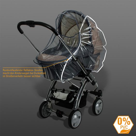 Diago Universal rain cover for stroller with reflective stripes - Grey