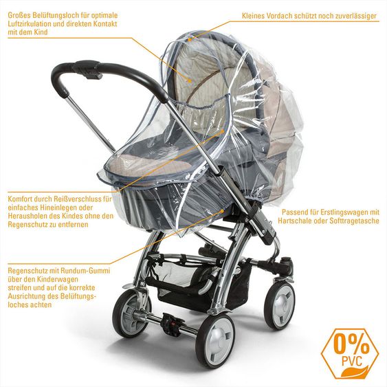 Diago Universal rain cover for stroller with reflective stripes - Grey