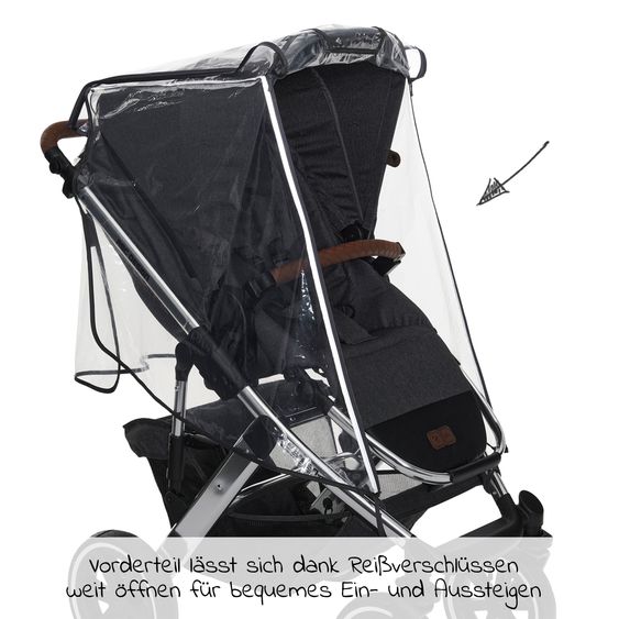 Diago Universal Regenschutz Premium für Buggy & Sportwagen mit verschließbarem Fenster, Reflektoren & Ein- und Ausstieg