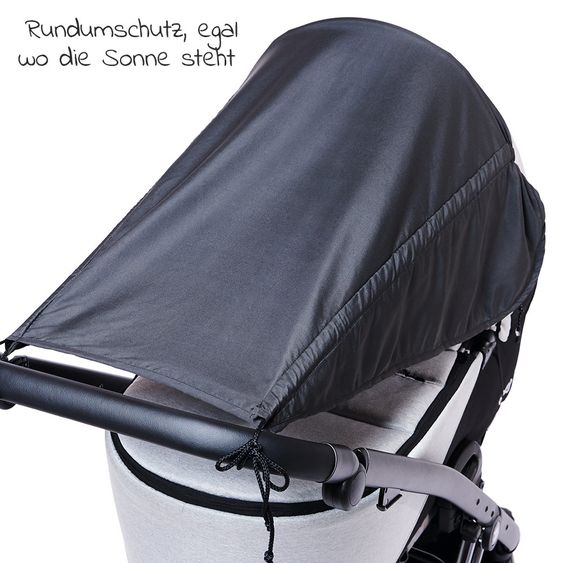 Diago Universal Sonnensegel mit Seitenschutz für Kinderwagen und Buggy UV-Schutz 50+ - Anthrazite