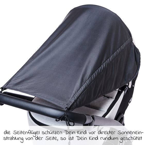 Diago Universal Sonnensegel mit Seitenschutz für Kinderwagen und Buggy UV-Schutz 50+ - Anthrazite