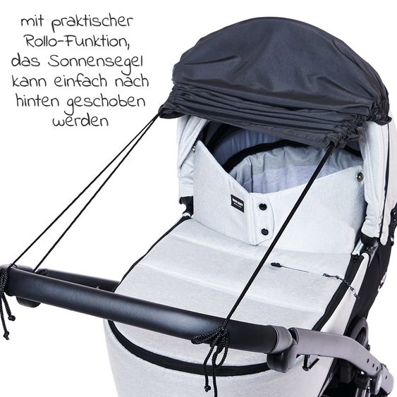 Diago Universal Sonnensegel mit Seitenschutz für Kinderwagen und Buggy UV-Schutz 50+ - Anthrazite