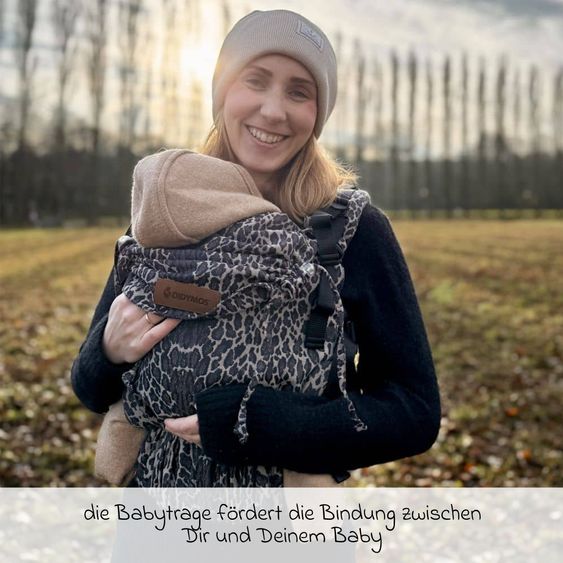Didymos Babytrage DidyFix Fullbuckle ab Geburt - 3,5 kg - 20 kg - Anhock-Spreiz-Haltung, Bauch-, Rücken- und Hüfttrageweise, 100 % kbA-Baumwolle - Animal Print - Leo