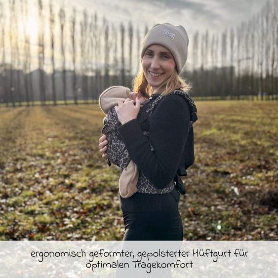 Didymos Babytrage DidyFix Fullbuckle ab Geburt - 3,5 kg - 20 kg - Anhock-Spreiz-Haltung, Bauch-, Rücken- und Hüfttrageweise, 100 % kbA-Baumwolle - Animal Print - Leo