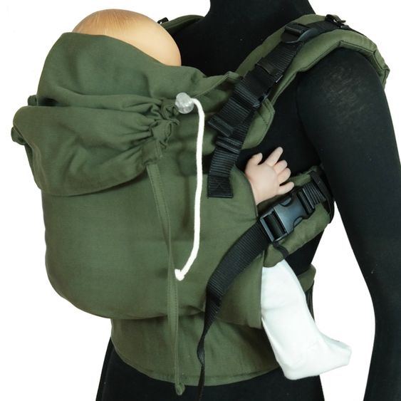 Didymos Marsupio DidyFix Fullbuckle dalla nascita - 3,5 kg - 20 kg - posizione accovacciata, trasporto su pancia, schiena e fianchi, 100% cotone biologico - Olive