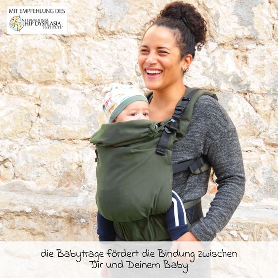 Didymos Babytrage DidyFix Fullbuckle ab Geburt - 3,5 kg - 20 kg - Anhock-Spreiz-Haltung, Bauch-, Rücken- und Hüfttrageweise, 100 % kbA-Baumwolle - Olive