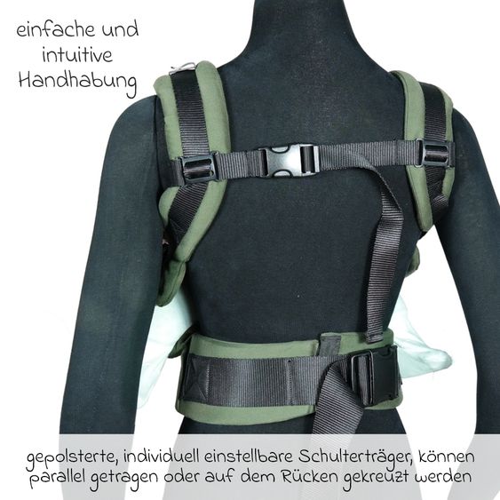 Didymos Babytrage DidyFix Fullbuckle ab Geburt - 3,5 kg - 20 kg - Anhock-Spreiz-Haltung, Bauch-, Rücken- und Hüfttrageweise, 100 % kbA-Baumwolle - Olive