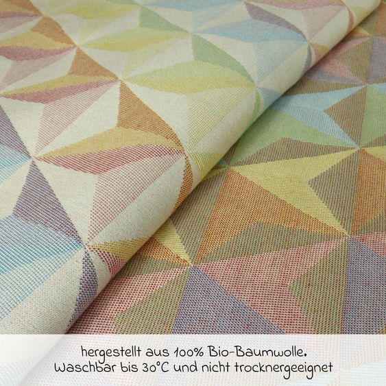 Didymos Babytrage DidyFix Fullbuckle ab Geburt - 3,5 kg - 20 kg - Anhock-Spreiz-Haltung, Bauch-, Rücken- und Hüfttrageweise, 100 % kbA-Baumwolle - Pastell gemustert - Zephyr