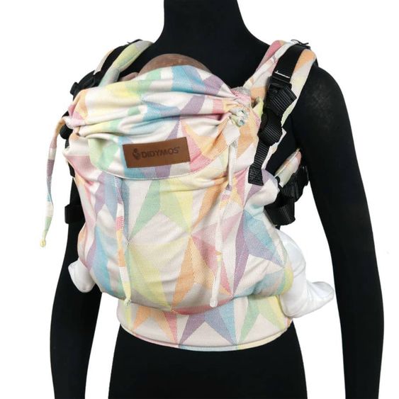 Didymos Babytrage DidyFix Fullbuckle ab Geburt - 3,5 kg - 20 kg - Anhock-Spreiz-Haltung, Bauch-, Rücken- und Hüfttrageweise, 100 % kbA-Baumwolle - Pastell gemustert - Zephyr