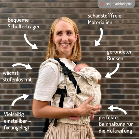 Didymos Babytrage DidyFix Fullbuckle ab Geburt - 3,5 kg - 20 kg - Anhock-Spreiz-Haltung, Bauch-, Rücken- und Hüfttrageweise, 100 % kbA-Baumwolle - Pastell gemustert - Zephyr