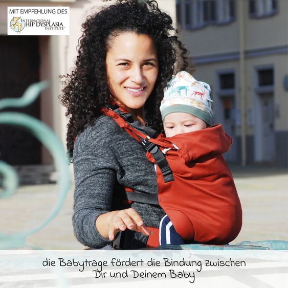 Didymos Babytrage DidyFix Fullbuckle ab Geburt - 3,5 kg - 20 kg - Anhock-Spreiz-Haltung, Bauch-, Rücken- und Hüfttrageweise, 100 % kbA-Baumwolle - Rusty Red